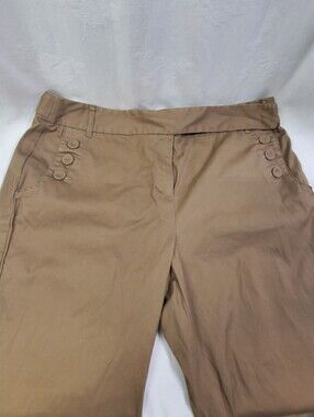 Talbot's Women's Petite Brown Summer Ready Stretch Capri Button Accent 12P